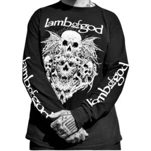 Official Lamb Of God Heavy Metal Band T Shirt Mens XL Long Sleeve Black & White